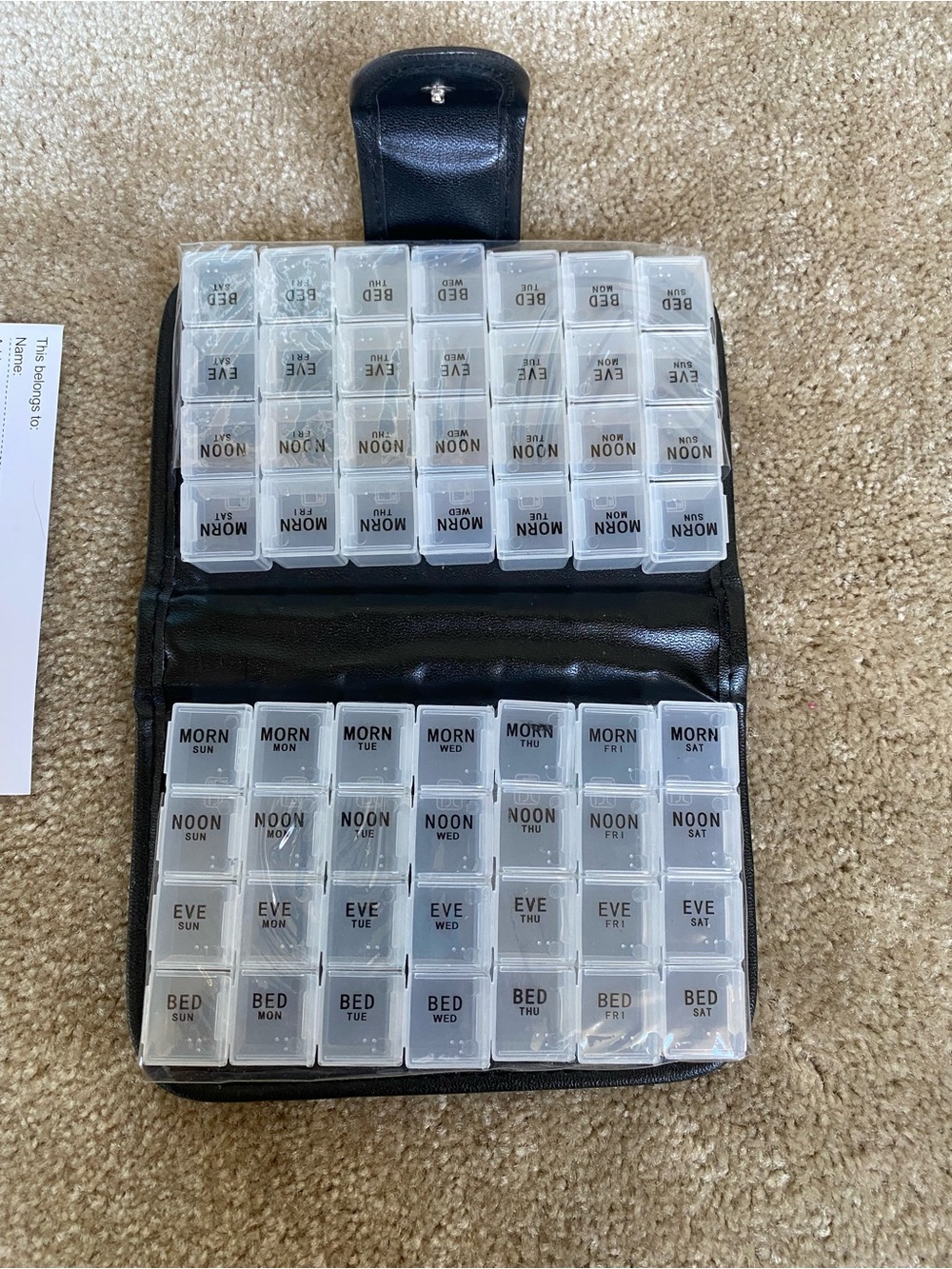 14-day Pill Organizer Portable Black Weekly Pill Organizer
